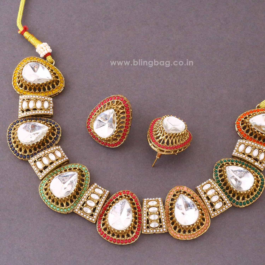 Multicolor Danielamarie Kundan Jewellery Set- New Arrivals
