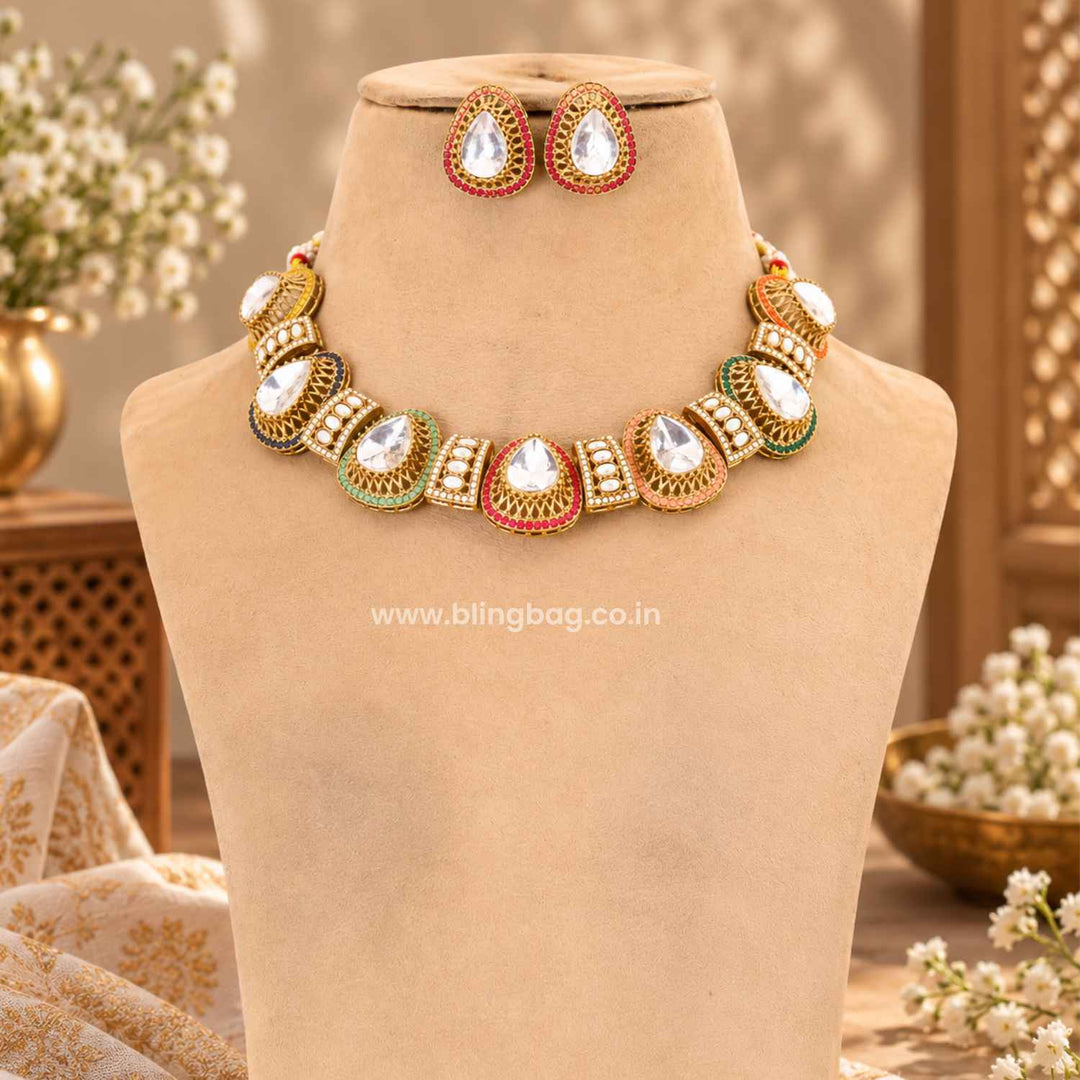 Multicolor Danielamarie Kundan Jewellery Set- New Arrivals