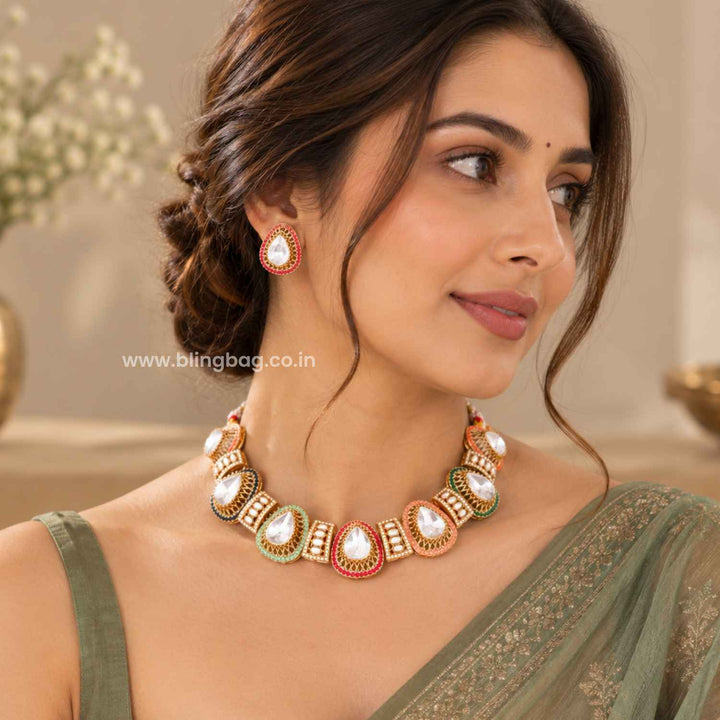 Multicolor Danielamarie Kundan Jewellery Set- New Arrivals