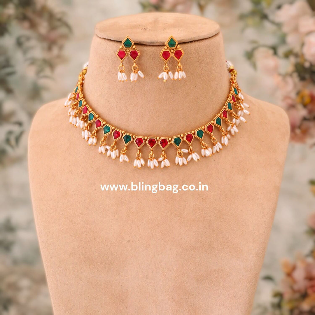 Multicolor Darpana Antique Jewellery Set - New Arrival