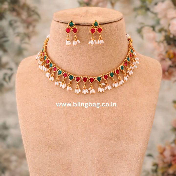 Multicolor Darpana Antique Jewellery Set - New Arrival