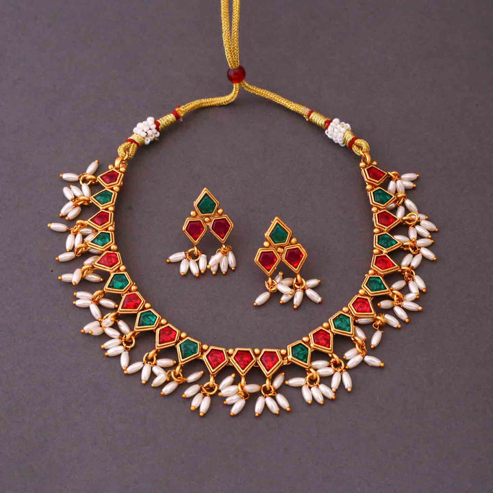 Multicolor Darpana Antique Jewellery Set - New Arrival
