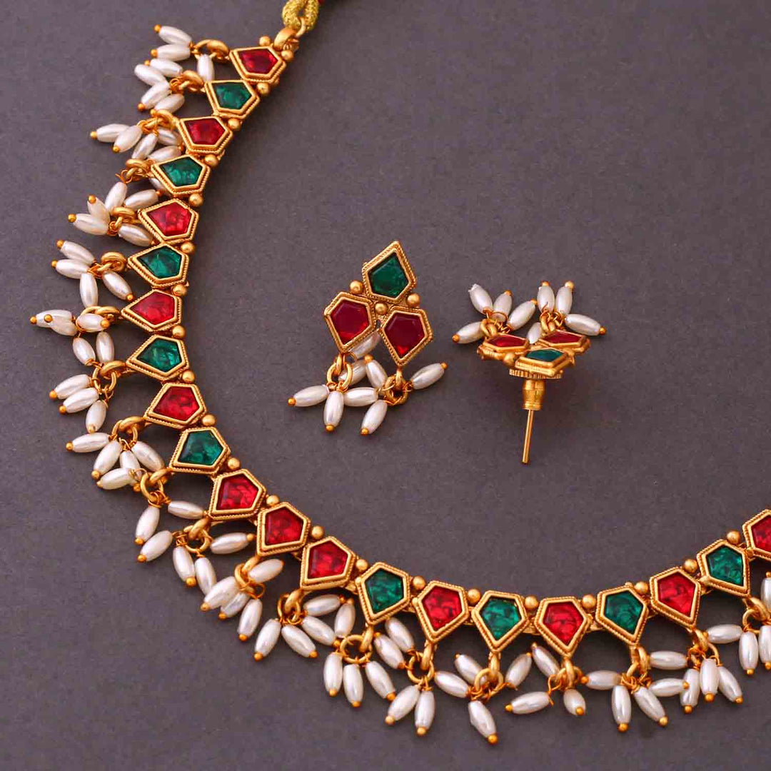 Multicolor Darpana Antique Jewellery Set - New Arrival