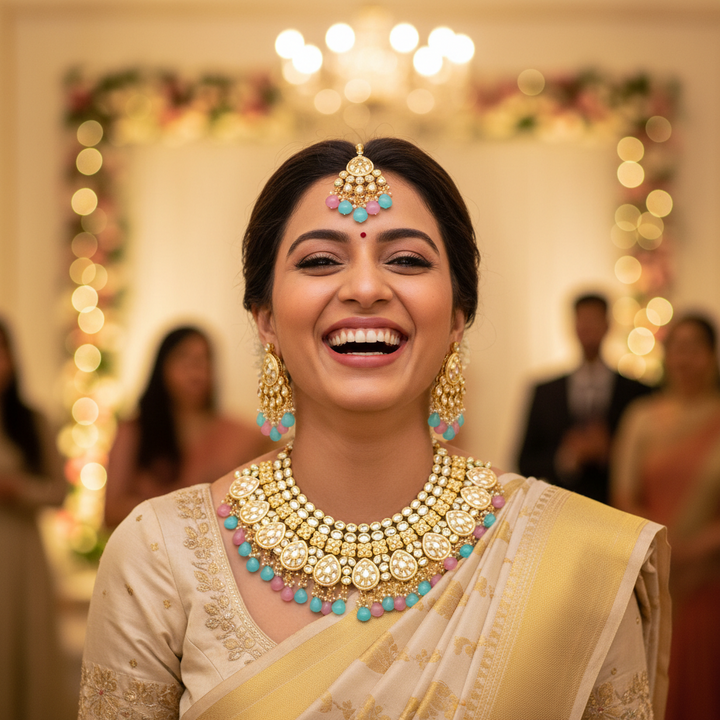 Multicolor Deepshika Kundan Jewellery Set