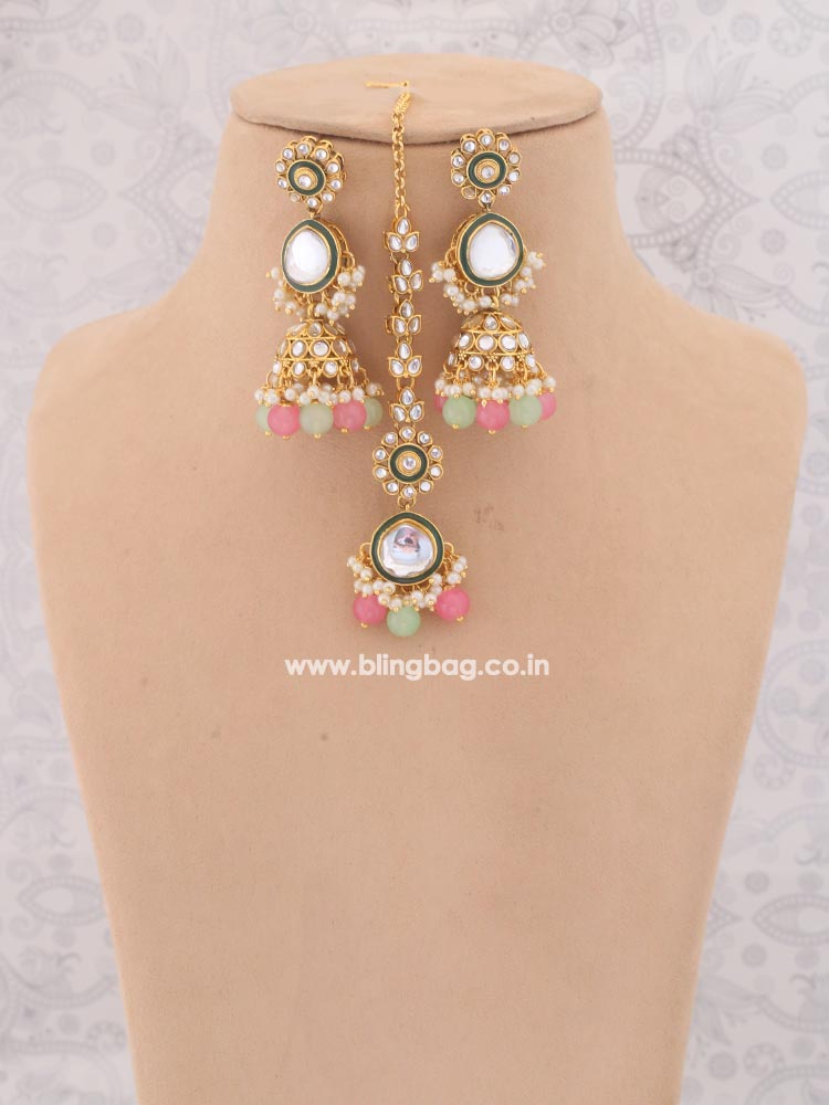 Multicolor Deepti Kundan Jewellery Set