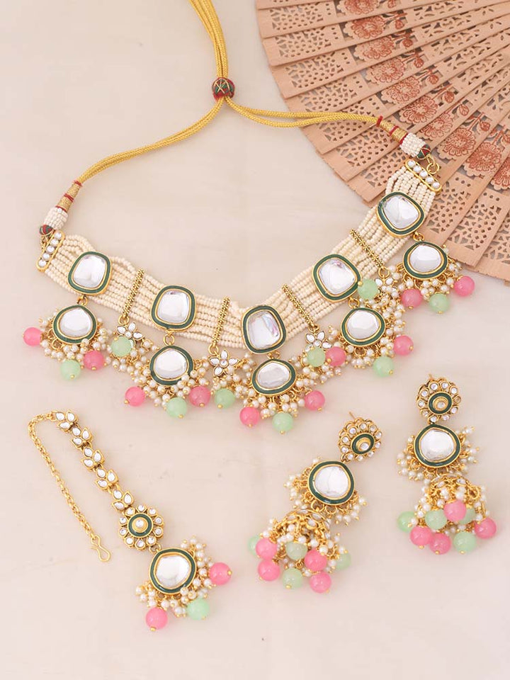 Multicolor Deepti Kundan Jewellery Set