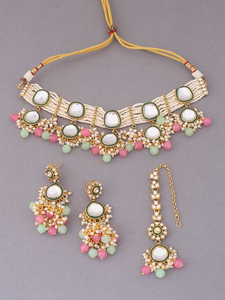Multicolor Deepti Kundan Jewellery Set
