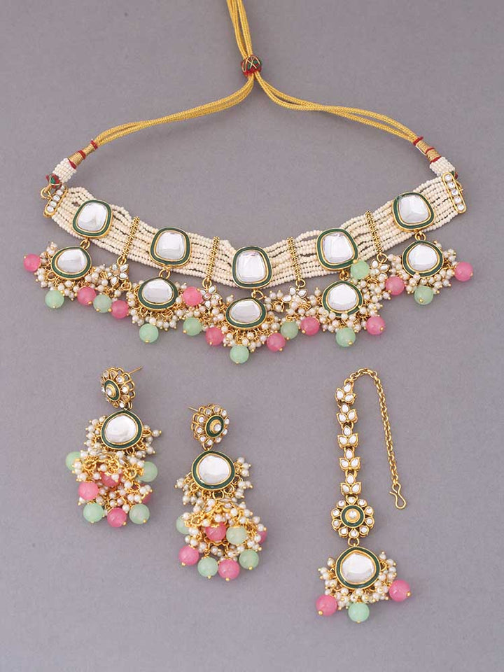 Multicolor Deepti Kundan Jewellery Set