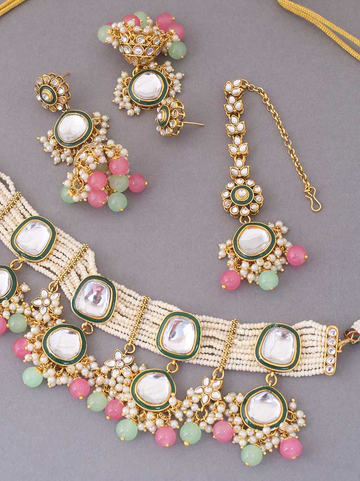 Multicolor Deepti Kundan Jewellery Set