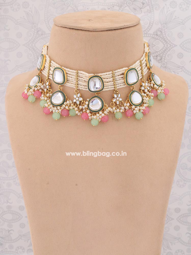 Multicolor Deepti Kundan Jewellery Set