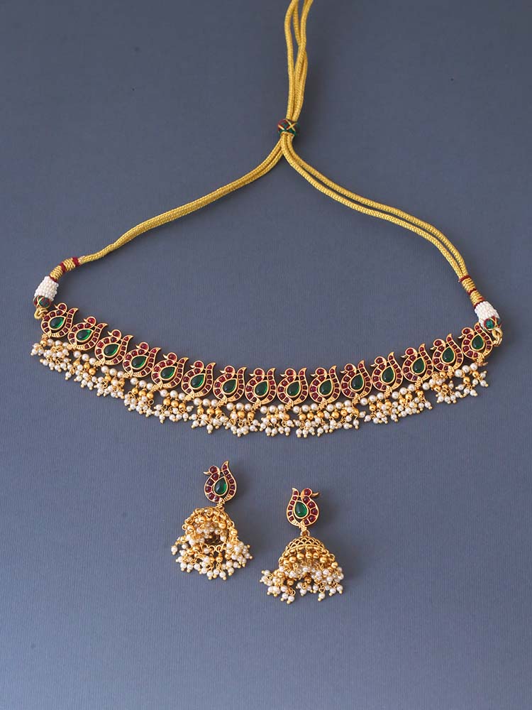 Multicolor Deeptika Temple Jewellery Set