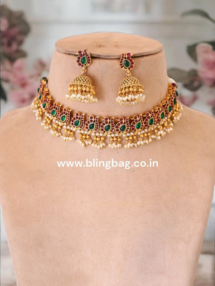 Multicolor Deeptika Temple Jewellery Set
