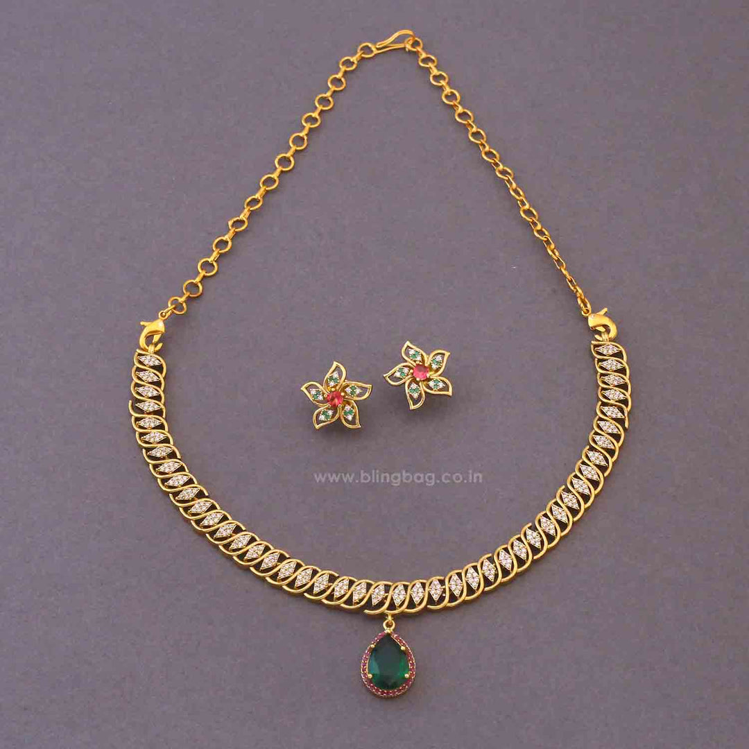 Multicolor Delphara Hasli Victorian Jewellery Set - New Arrival