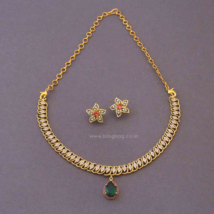 Multicolor Delphara Hasli Victorian Jewellery Set - New Arrival