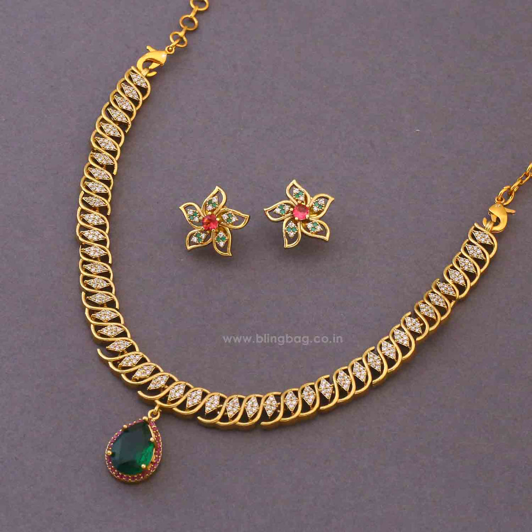 Multicolor Delphara Hasli Victorian Jewellery Set - New Arrival