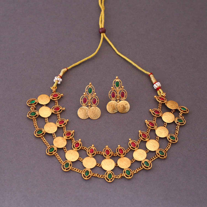 Multicolor Devamata Temple Jewellery Set