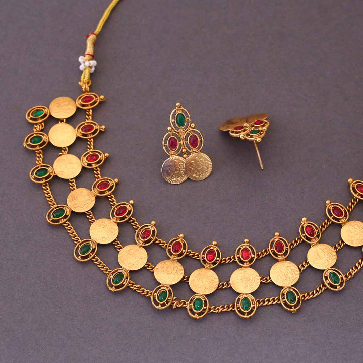 Multicolor Devamata Temple Jewellery Set