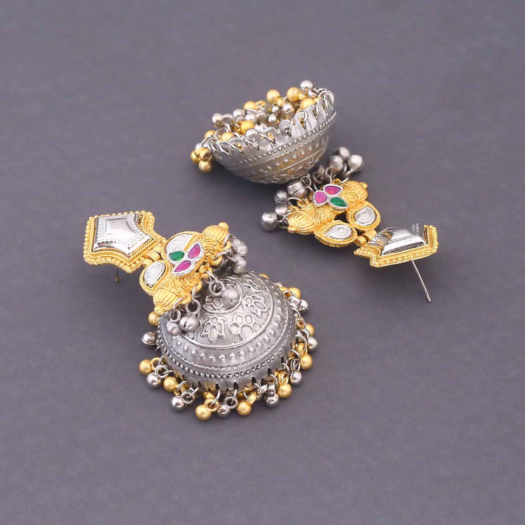 Multicolor Devanshi Oxidised Jhumkis