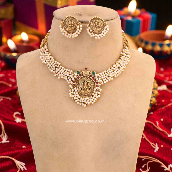 Multicolor Devii Temple Jewellery Set - New Arrival