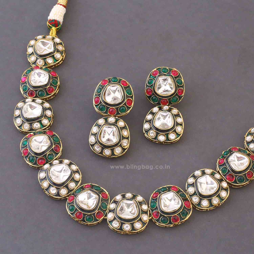 Multicolor Dhatri Kundan Jewellery Set