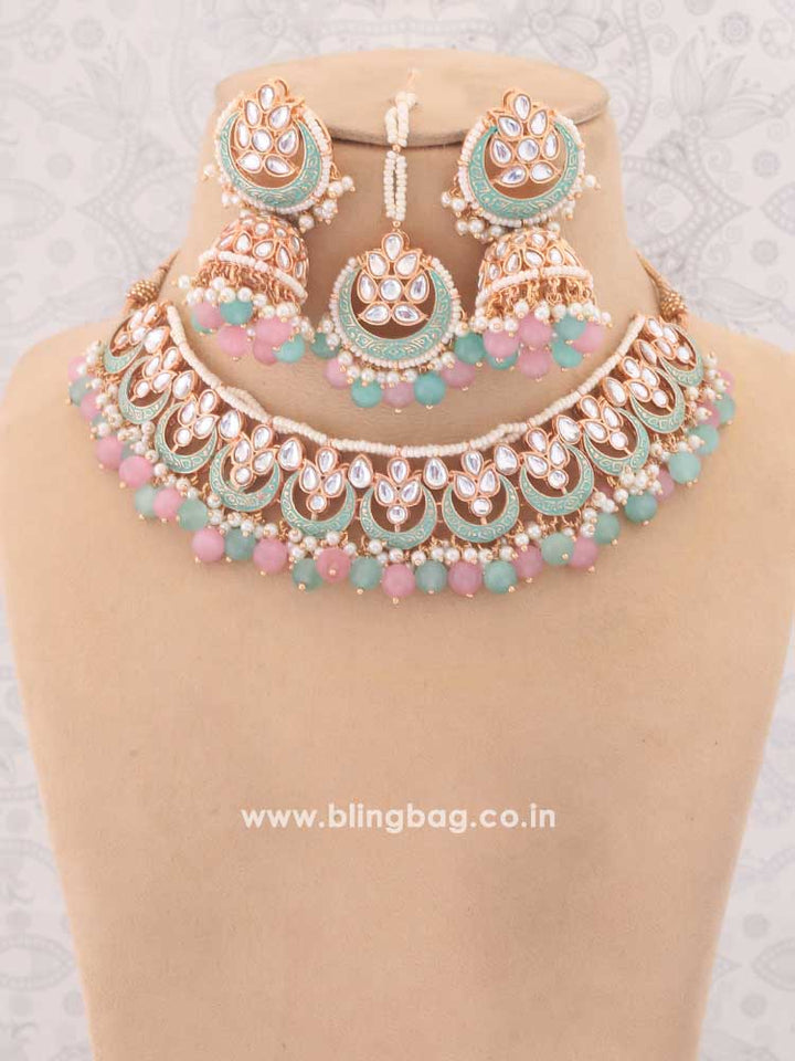 Multicolor Dhisana Kundan Jewellery Set