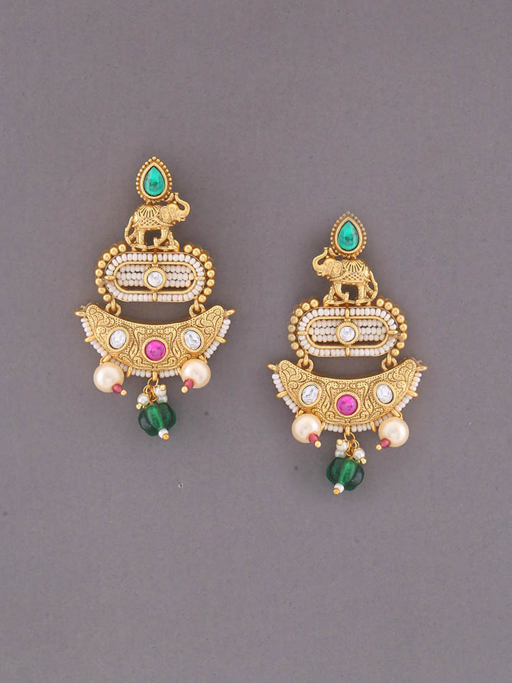 Multicolor Dhriti Temple Danglers