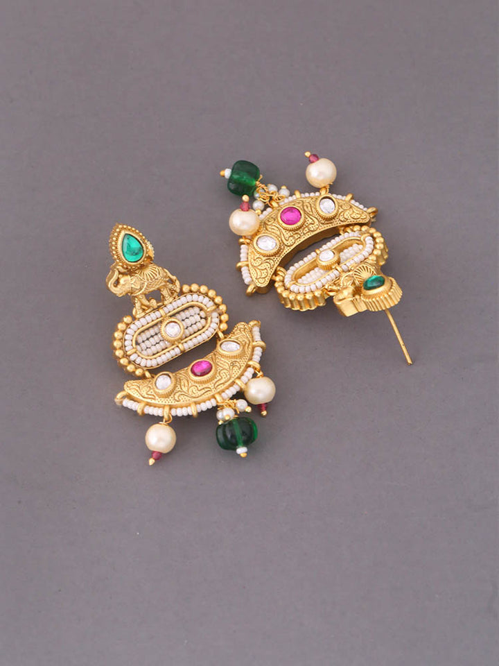 Multicolor Dhriti Temple Danglers