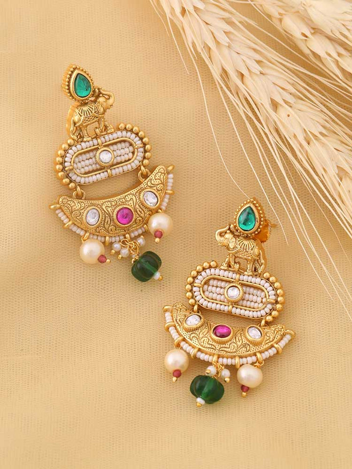 Multicolor Dhriti Temple Danglers