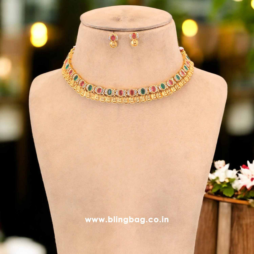 Multicolor Divya Temple Jewellery Set - New Arrival