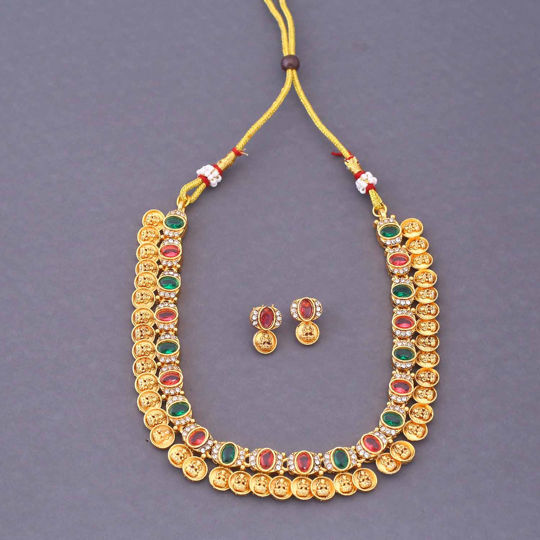Multicolor Divya Temple Jewellery Set - New Arrival