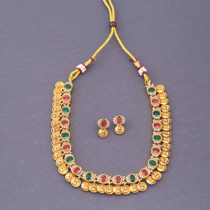 Multicolor Divya Temple Jewellery Set - New Arrival