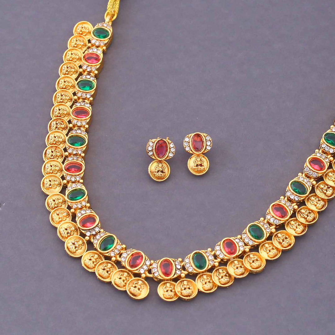 Multicolor Divya Temple Jewellery Set - New Arrival