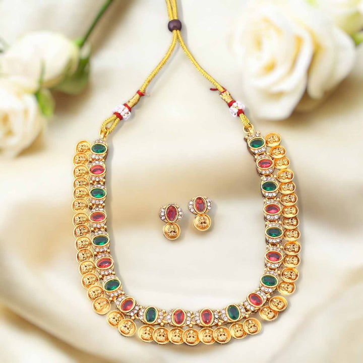 Multicolor Divya Temple Jewellery Set - New Arrival