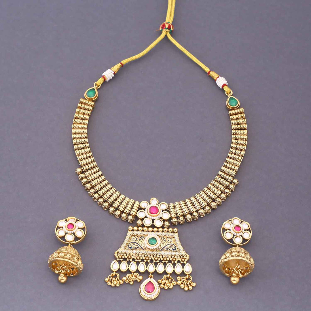 Multicolor Drisha Hasli Antique Rajwadi Set