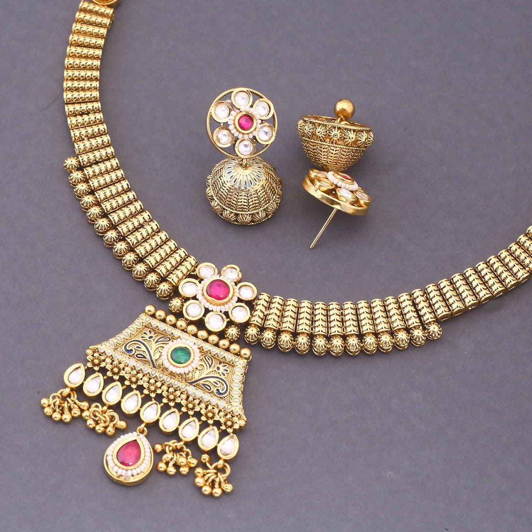 Multicolor Drisha Hasli Antique Rajwadi Set