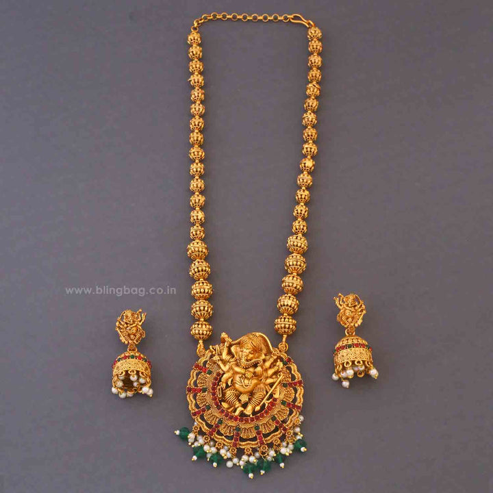 Multicolor Durmukha Temple Jewellery Set - New Arrival