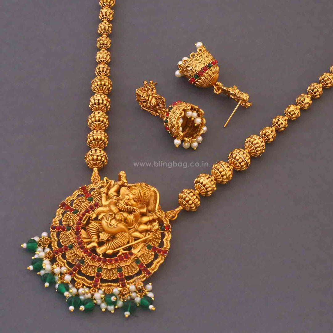 Multicolor Durmukha Temple Jewellery Set - New Arrival