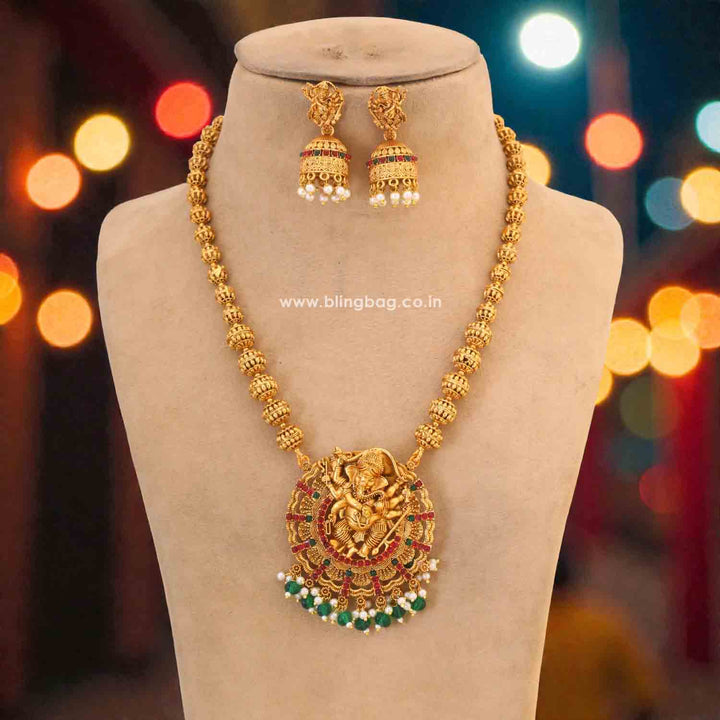 Multicolor Durmukha Temple Jewellery Set - New Arrival