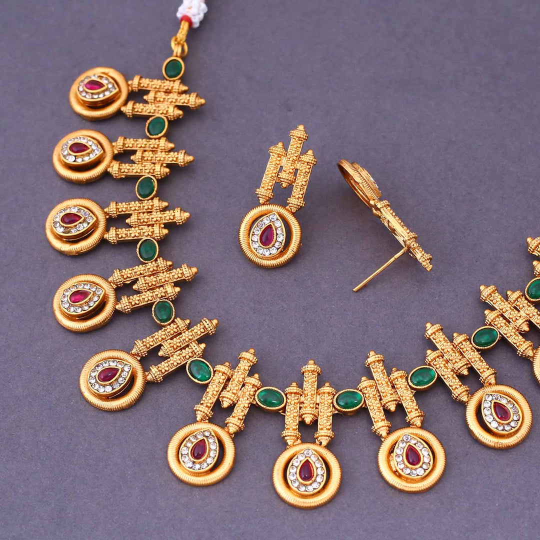 Multicolor Ekveen Antique Jewellery Set - New Arrival