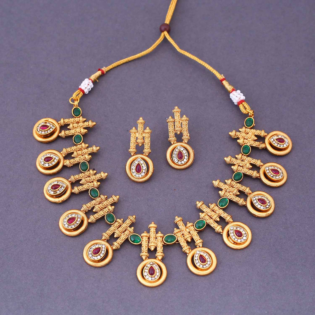 Multicolor Ekveen Antique Jewellery Set - New Arrival