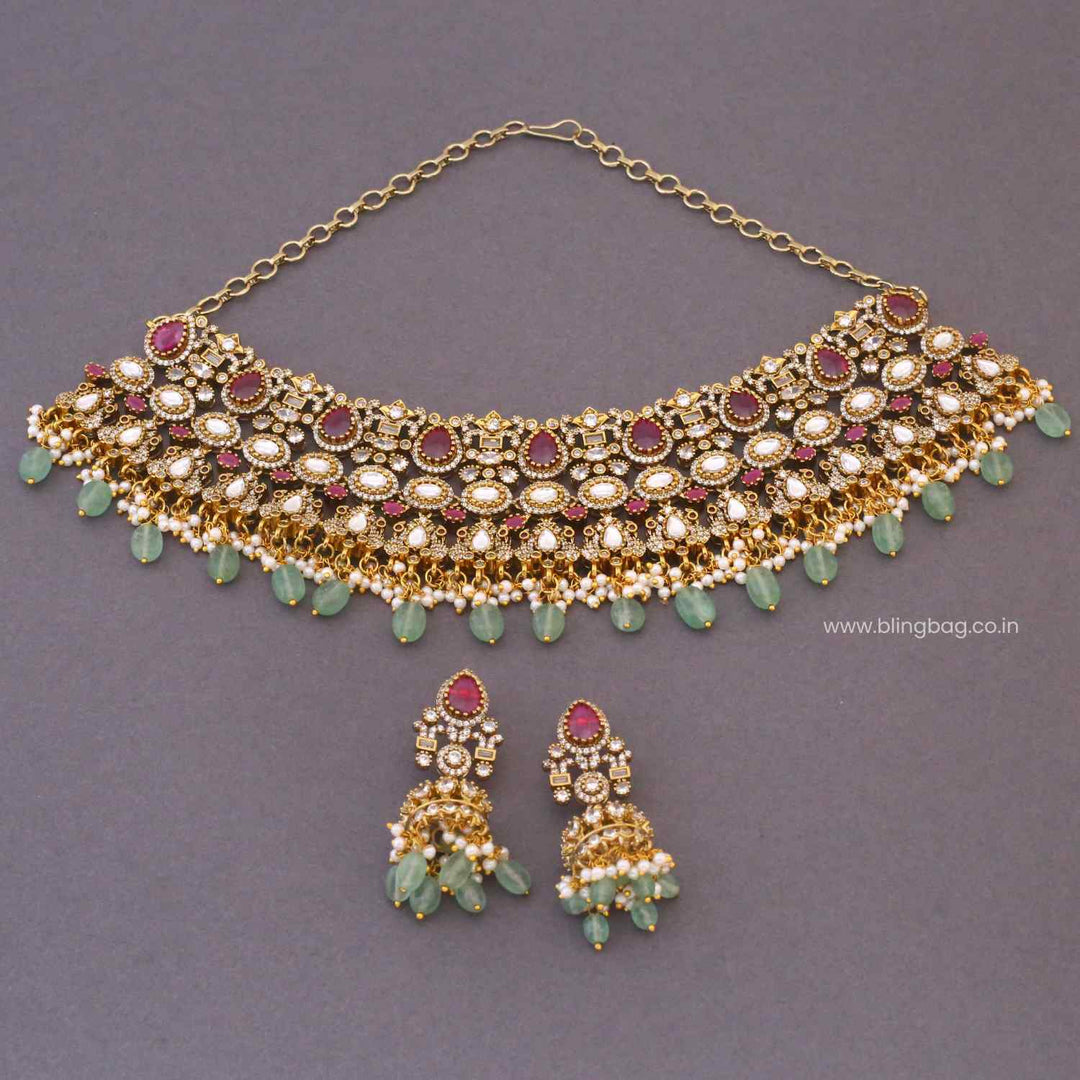 Multicolor Ellaa Victorian Jewellery Set