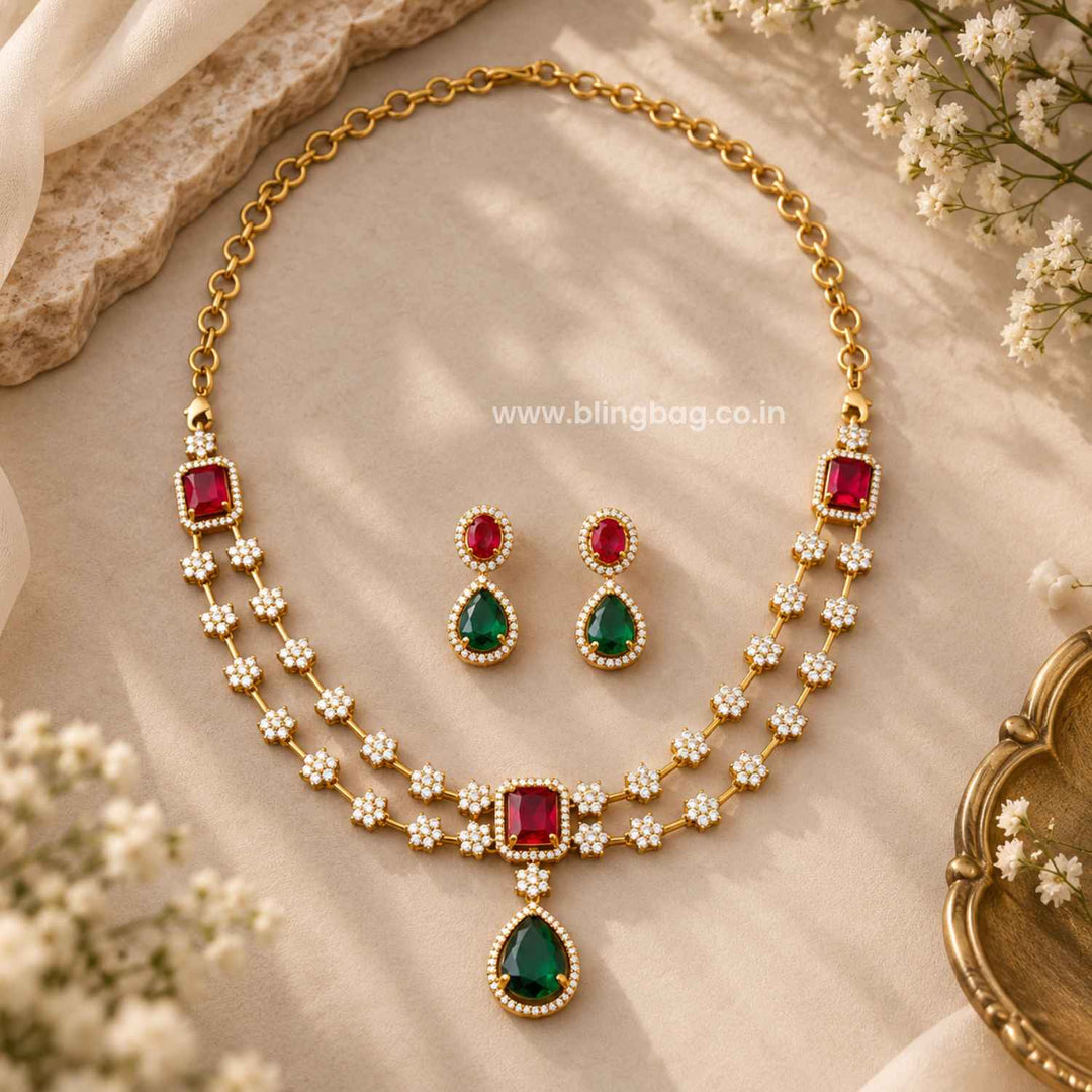 Multicolor Ember Victorian Jewellery Set - New Arrival
