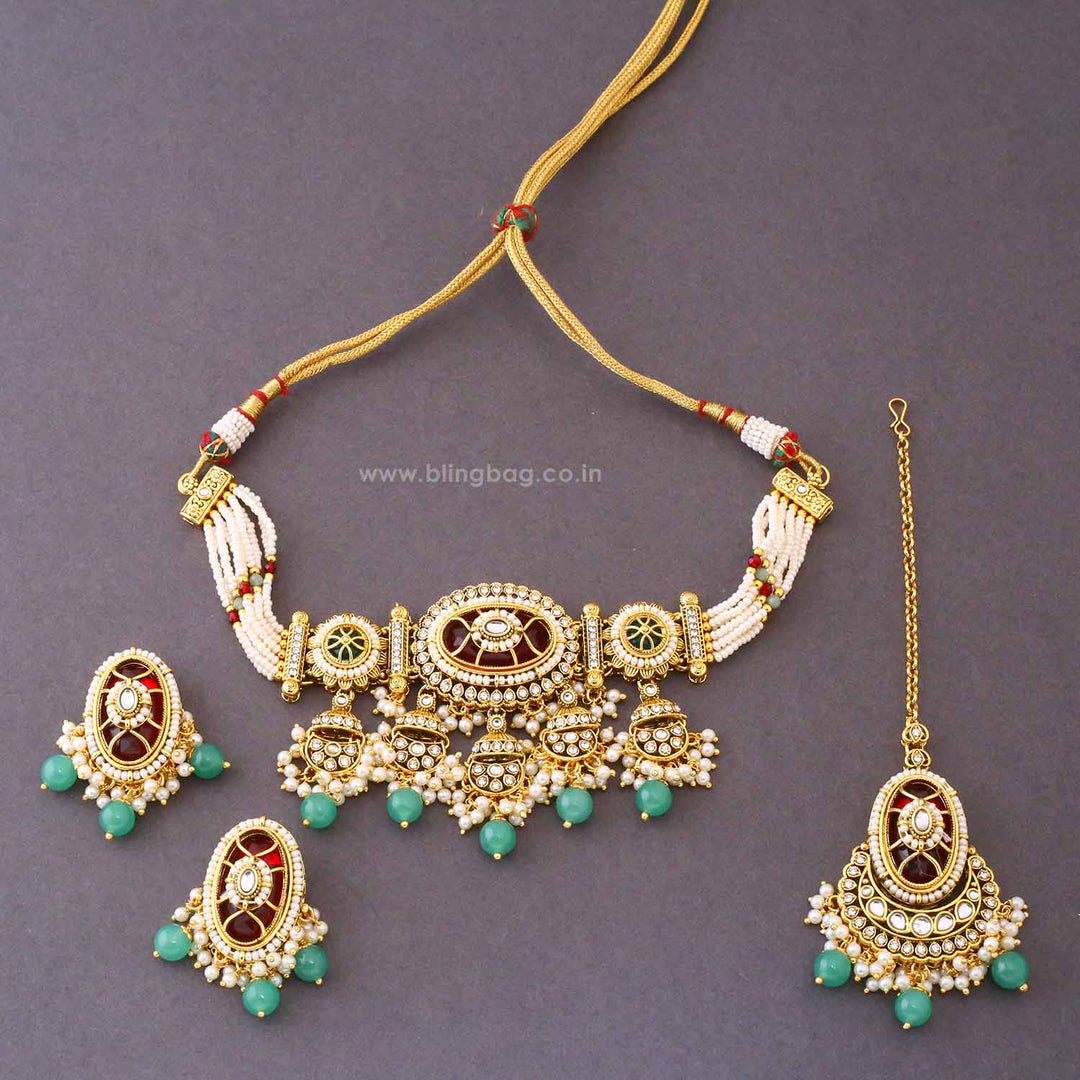 Multicolor Eshvi Kundan Jewellery Set