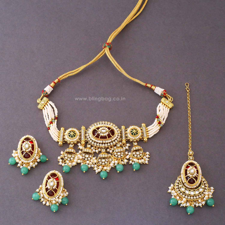 Multicolor Eshvi Kundan Jewellery Set