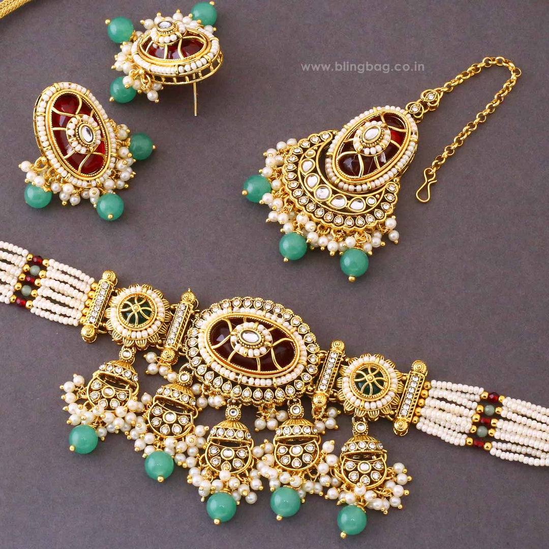 Multicolor Eshvi Kundan Jewellery Set