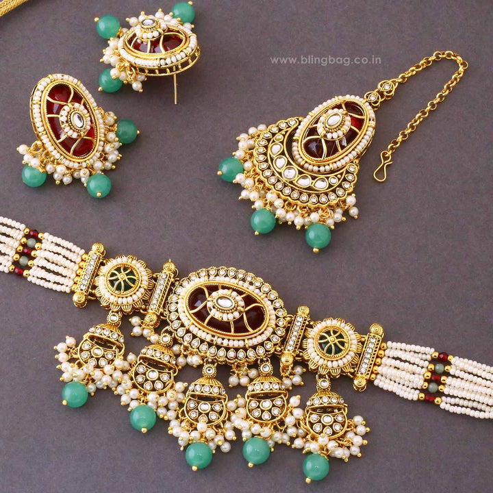 Multicolor Eshvi Kundan Jewellery Set