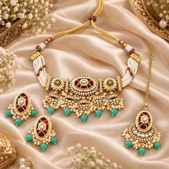 Multicolor Eshvi Kundan Jewellery Set