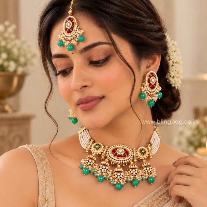 Multicolor Eshvi Kundan Jewellery Set