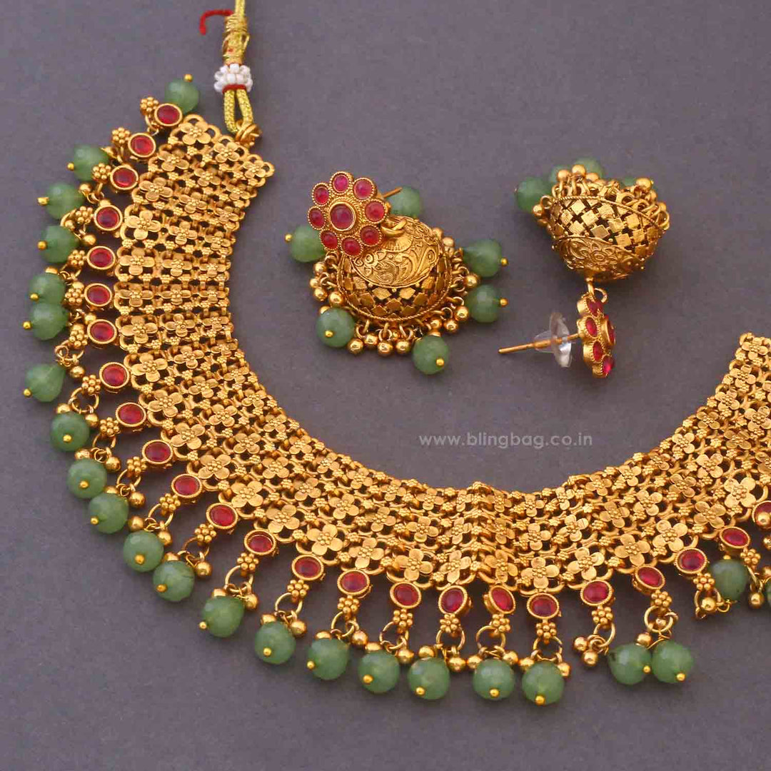 Multicolor Farida Antique Jewellery Set - New Arrival