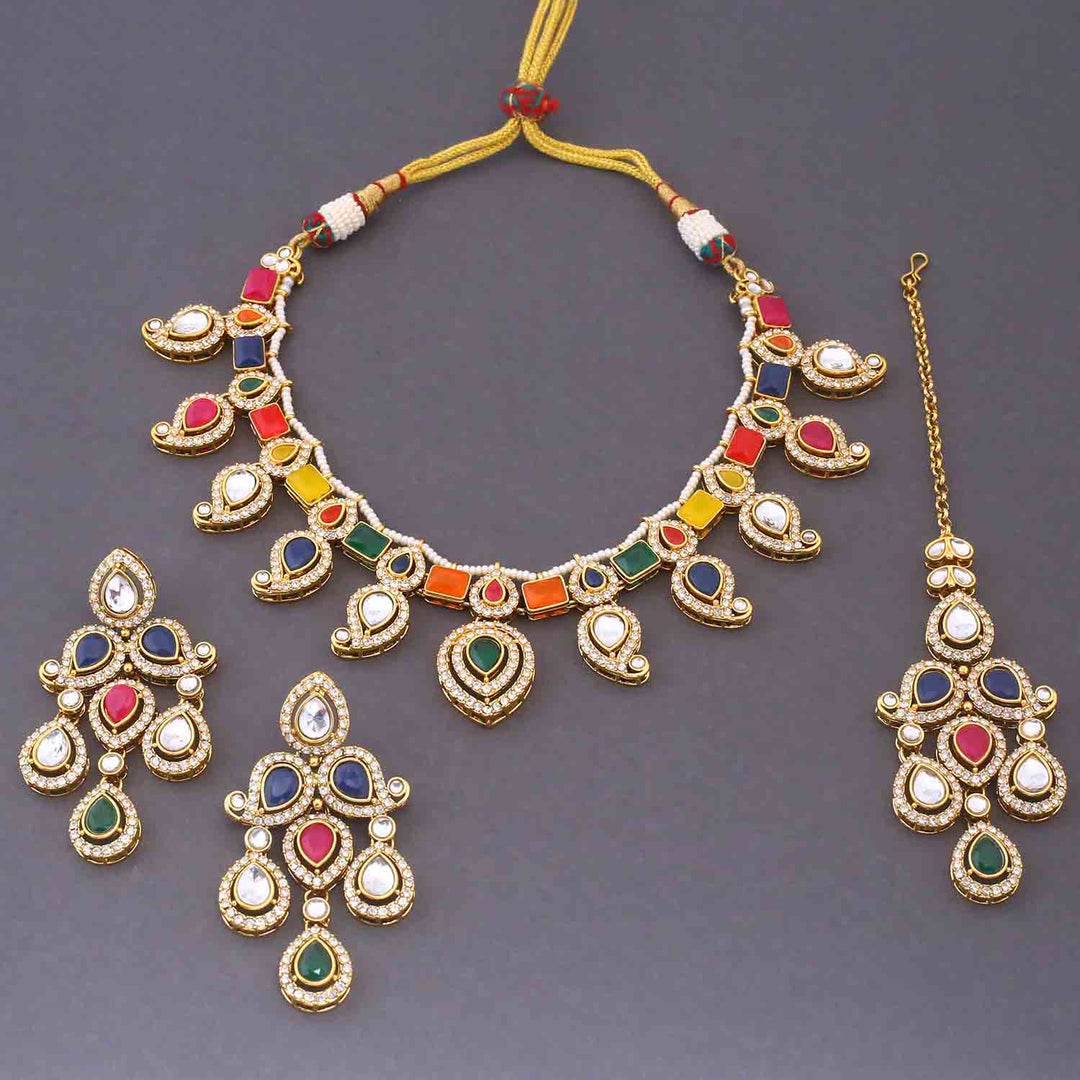 Multicolor Fariha Kundan Jewellery Set